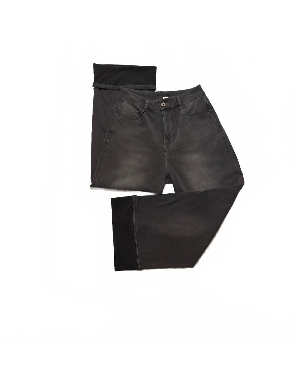 Halara Flex Denim High Waisted Wide Leg Jeans Charcoal Gray Stretch Knit Size M
